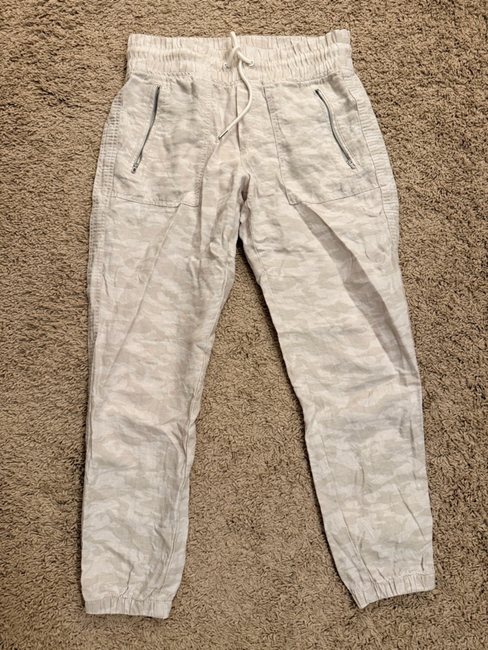 Athleta Light Beige Camo Drawstring Joggers